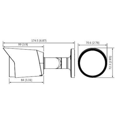 DAHUA HAC-HFW1500T-28 - Camara Bullet de 5 Megapixeles/ Lente de 2.8 mm/ 111 Grados de Apertura/ Metalica/ IR de 30 Metros/ IP67/ Soporta CVI/CVBS/AHD/TVI/