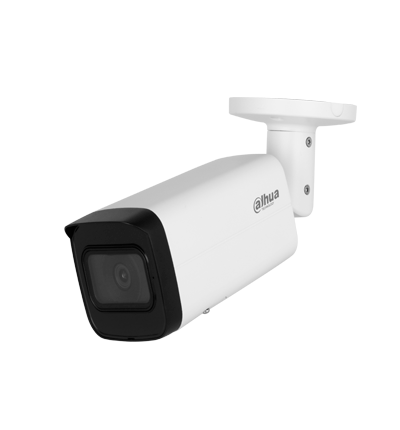 DAHUA DH-IPC-HFW2841T-AS Cámara IP Bullet 4k/ 8 Megapixeles/ Lente de 3.6 mm/ WizSense/ H.265+/ WDR Real/ 104°/ IR 80 Mts/ IP67/ E&S de Alarma/ Ranura MicroSD/ PoE/ SMD Plus.