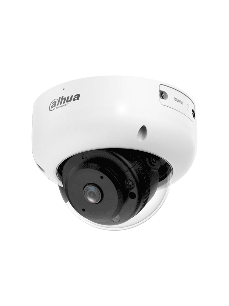 DAHUA IPC-HDBW3441R-AS-P Cámara IP domo antivandálica de 4 MP con lente de 2.1 mm, visión nocturna de 15 m, IA WizSense, y protección perimetral. Incluye PoE, WDR, H.265+, IP67, IK10, micrófono y entradas/salidas de alarma.