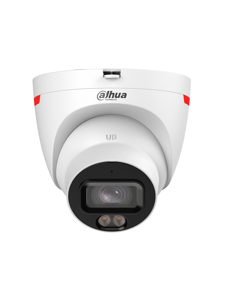 DAHUA DH-IPC-HDW2449T-S-PRO - Cámara IP Domo de 4 MP ofrece tecnología WizColor y WizSense con IA, SMD Plus, lente de 3.6 mm, micrófono integrado, WDR 120 dB, ranura MicroSD, PoE, y protección IP67