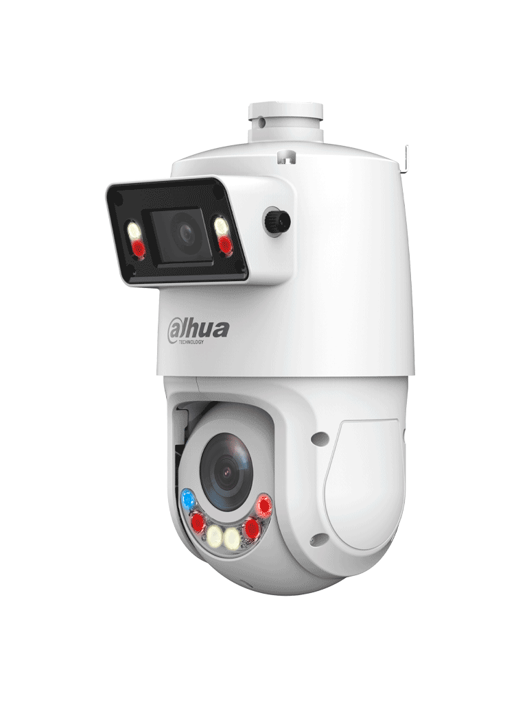 DAHUA SDT4E425-4F-GB-A-PV1 - Cámara IP PTZ TiOC Multivisión de 4 Megapixeles/ 2 Lentes de 4MP/ WizSense/ 25X Zoom/ IR de 100 mts/ Autotracking 3.0/ Iluminación Dual/ PoE+/ Disuasión activa/ SMD 4.0/ Quick Pick/ IP66/ E&S de Alarma y Audio/