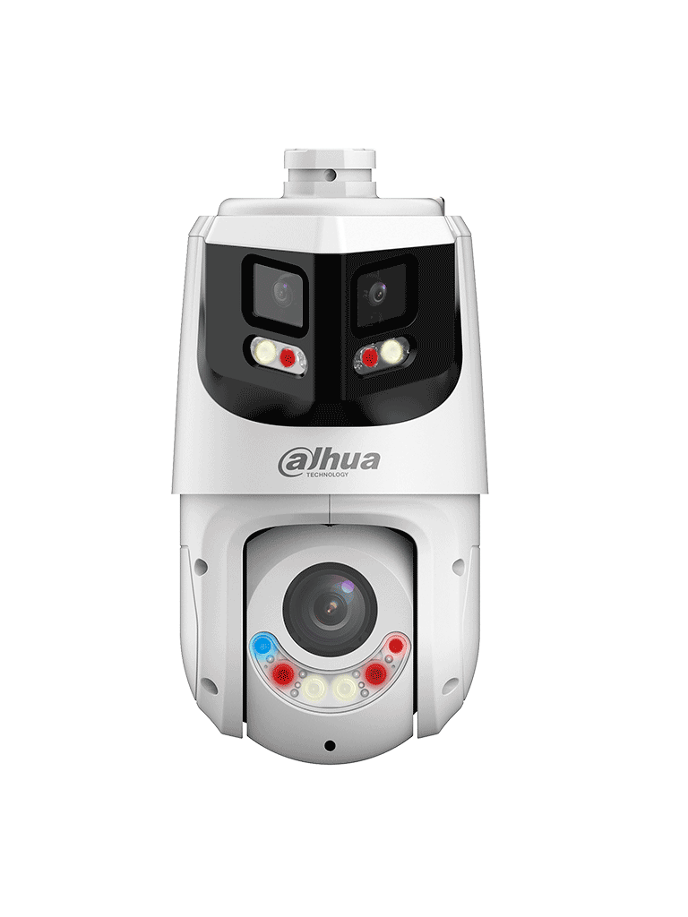 DAHUA SDT4E425-8P-GB-APV1-Cámara IP PTZ 8+4MP,8MP Vista Panorámica+4MP PT, TiOC WizSense, 25X Zoom, IR hasta100m, disuasión activa con Estrobo de Luz Roja y Azul, Altavoz Integrado, protección perimetral, Iluminador dual inteligent, IP66