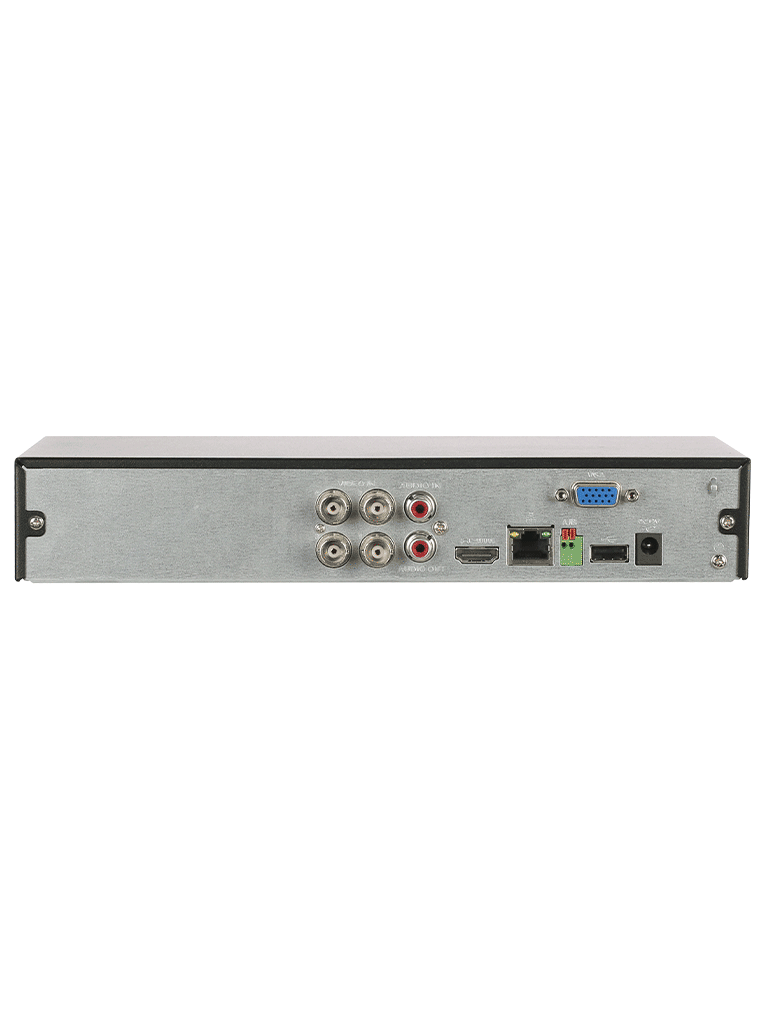 DAHUA KITXVR5104HS4KLI3+4HFW1500CMA- Kit de vigilancia de 4 canales 5 MP con audio y DVR WizSense con reconocimiento facial y H.265+. Soporta 4 canales + 4 IP o hasta 8 IP. Incluye 4 canales SMD Plus para búsqueda de humanos y vehículos