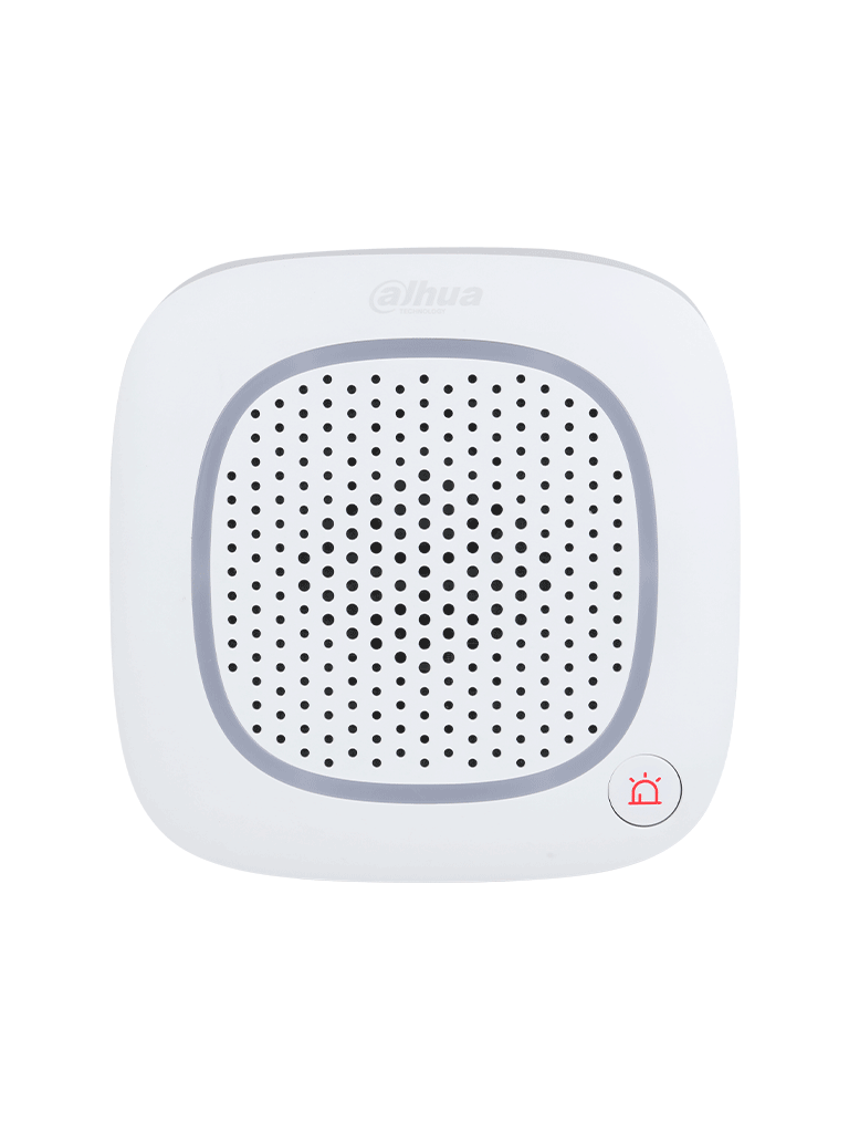 DAHUA DHI-ARA14-W2- Sirena intercom inalámbrica con audio bidireccional y múltiples sonidos (fuego, intrusión, pánico, médica y más). Compatible únicamente con HUB 2. Soporta botón de pánico para mayor seguridad y control.