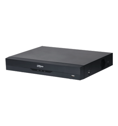 DAHUA XVR5116HE-I3 - DVR de 16 canales 5 MP Lite con WizSense y IA, compresión H.265+, soporta 16 canales y hasta 24 canales IP. Incluye 2 canales de reconocimiento facial, 16 entradas de audio, 16&3 E&S de alarma, SMD Plus y funciones IoT&POS.