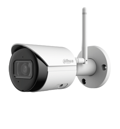 DAHUA IPC-HFW1430DS-SAW - Camara IP Bullet Wifi de 4 Megapixeles/ Lente de 2.8mm/ 90 Grados de Apertura/ H.265+/ IR de 30 Metros/ Microfono Integrado/ Ranura para MicroSD/ Metalica/ IP67/ DWDR/ Videoanaliticos con SMD/