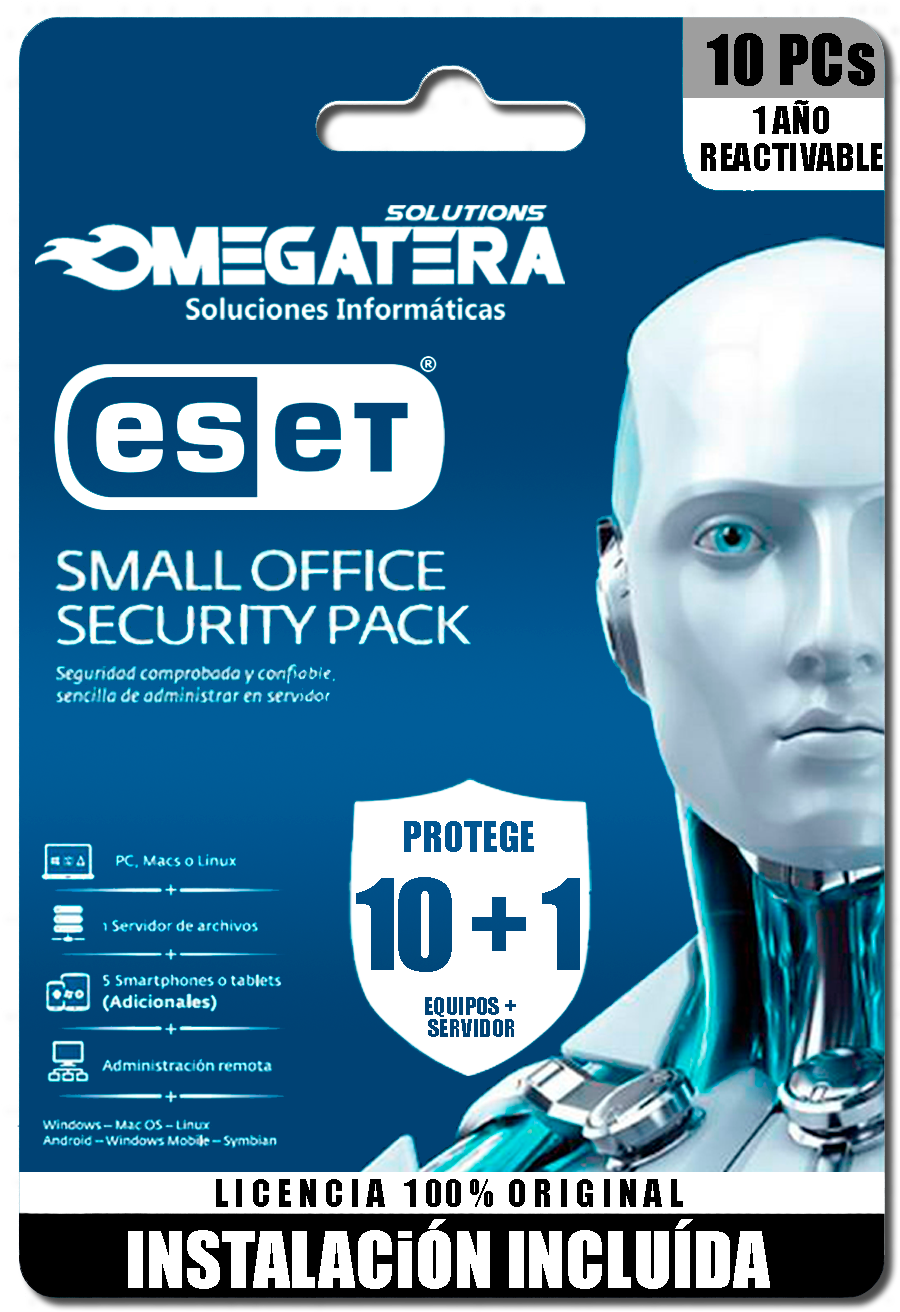 ANTIVIRUS ESET SMALL OFFICE SECURITY PACK, ESD, 1 AÑO, WINDOWS/MAC/LINUX/ANDROID/IOS - REACTIVABLE