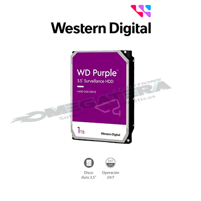 DISCO DURO, 1TB, WD PURPLE, 24/7, 3 AÑOS GARANTÍA, CÁMARAS