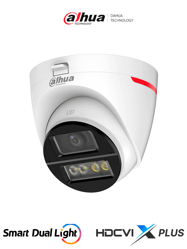 DAHUA DH-HAC-HDW1249XN-IL-A-PRO-Cámara Domo HDCVI 2MP WizColor/HDCVI X PLUS/Imagen 24 Horas a Color/Corrección de Distorsión de Imagen mediante IA/ Iluminador Dual Inteligente/ Hasta 50m de Iluminación/Doble Mic Incorp/Campo de Visión de Hasta 101°
