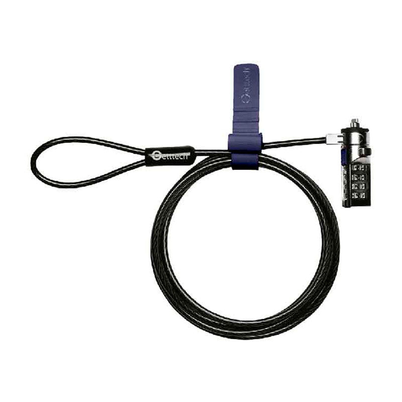 GETTTECH CANDADO PARA BLOQUEO DE PORTATILES - TIPO KENSINGTON, ALEACION DE ACERO, LONGITUD DE 1200MM X 4MM, MOD QLL-001