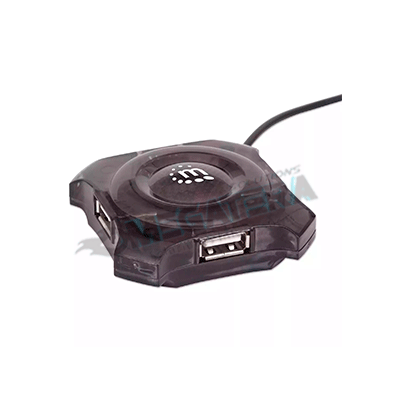 HUB MANHATTAN, 4 PUERTOS USB, COLOR NEGRO