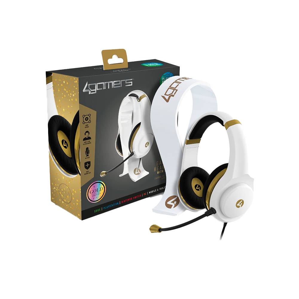Auriculares para juegos 4Gamers XP-GOLDR-WHT-4G (Color Blanco-Dorado) -