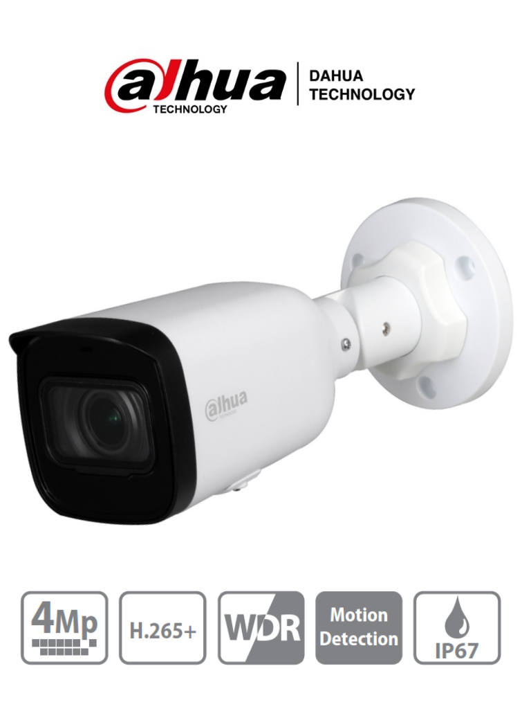 DAHUA IPC-HFW1431T1-ZS-S4 - Camara IP Bullet de 4 Megapixeles/ Lente Motorizado de 2.8 a 12mm/ H.265/ IR de 50 Metros/ WDR Real, 3D DNR/ Ranura para MicroSD/ IP67/ PoE #CIPF #IMD #MCI2 #IPMC
