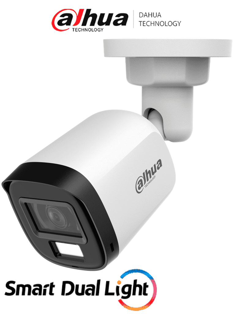 DAHUA HAC-B1A21N-U-IL-A- Cámara Bullet de 2 MP Serie Cooper/ Lente de 2.8 mm Apertura de Hasta 100°/ Iluminación Dual Inteligente 30 Mts IR y 20 Mts Luz Visible/ Micrófono Integrado/ Para Exterior IP67/