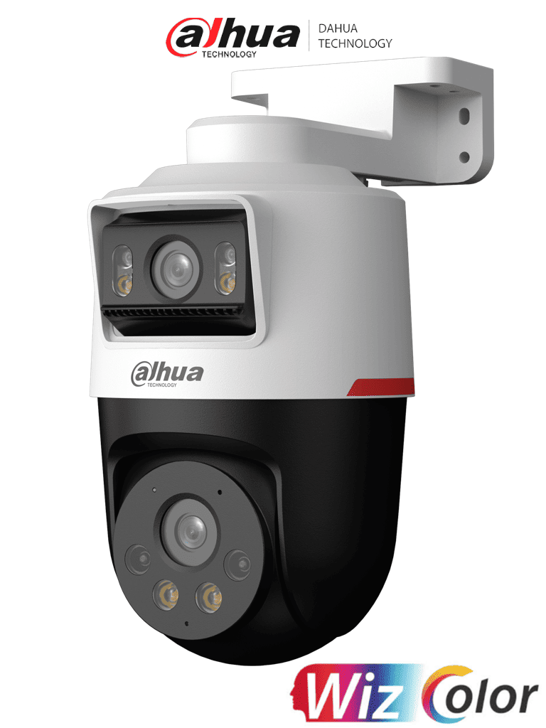 DAHUA DH-IPC-PTS2249B-E2-S-PV-PRO Cámara IP PT dual de 2MP+2MP Lente 3.6/ WizColor/ SMD Plus/ Protección perimetral/ Hasta 30 m/ Iluminador dual inteligente/ Audio bidireccional/ Disuasión activa de luz y sonido/ Ranura micro SD/ PoE/ IP66 #LoNuevo #DWIZ