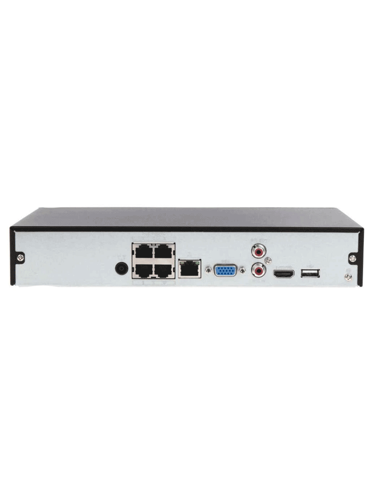 DAHUA NVR1104HS-P-S3/H - NVR de 8 Megapixeles/ 4k/ 4 Canales IP/ 4 puertos PoE/ Smart H.265+/ Rendimiento de 80 mbps/  Salida de Video HDMI&VGA/ 1 Bahía de Disco Duro de Hasta 8TB/ Soporta Camaras con Protocolo Onvif & RTSP/
