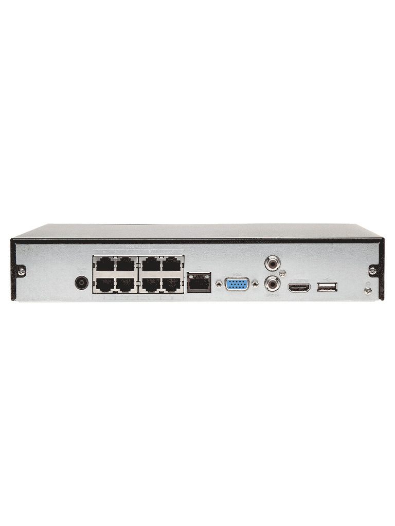 DAHUA NVR1108HS-8P-S3/H - NVR de 8 Megapixeles/ 4k/ 8 Canales IP/ 8 Puertos PoE/ Smart H.265+/  Rendimiento de 80 Mbps/ Salida de Video HDMI&VGA/ 1 Bahía de Disco Duro de Hasta 8TB/ Soporta Cámaras con Protocolo Onvif & RTSP/
