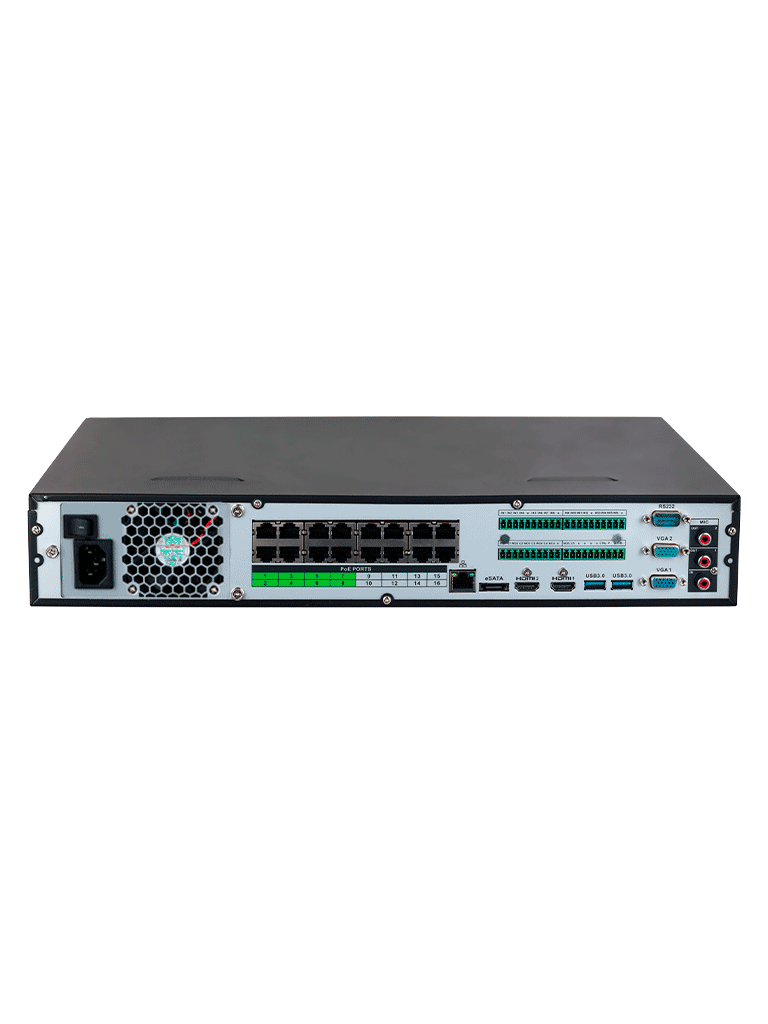 DAHUA DHI-NVR5416-16P-EI -NVR de 16 canales IP4K con tecnología Acupick y WizSense,16 puertos PoE, 8ePoE, y 4 bahías para discos duros. Incluye canales con reconocimiento facial, SMD Plus,soporte para cámaras con IA y protección perimetral #IMD