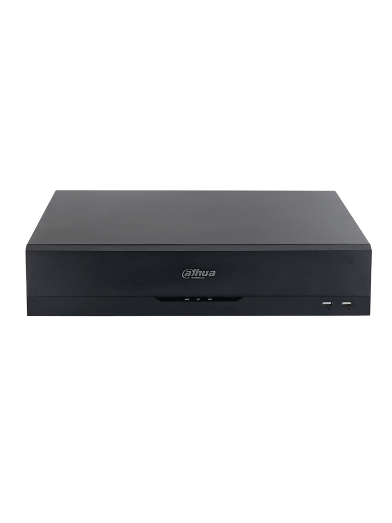 DAHUA DHI-NVR5832-16P-EI -NVR de 32 canales IP 4K con 16 puertos PoE y 8 puertos ePoE. Ofrece tecnología Acupick, detección y reconocimiento facial, SMD, 8 bahías para discos duros y admite RAID 0/1/5/6/10, con un ancho de banda de 384 Mbps.