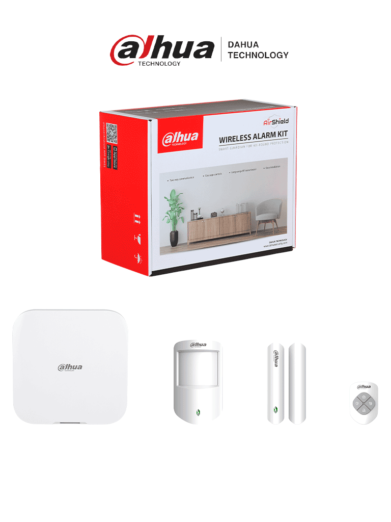 DAHUA ART-ARC3800H-03-W2 -Kit de Alarma Inalámbrico Hub2, WiFi y Ethernet, incluye panel de alarma Hub2, Soporta audio 2 vías, incluye sensor de movimiento, contacto magnético y control remoto, hasta 8 cámaras IP, audio 2 vías,64 PIR Cams#LoNuevo #AHU #AD