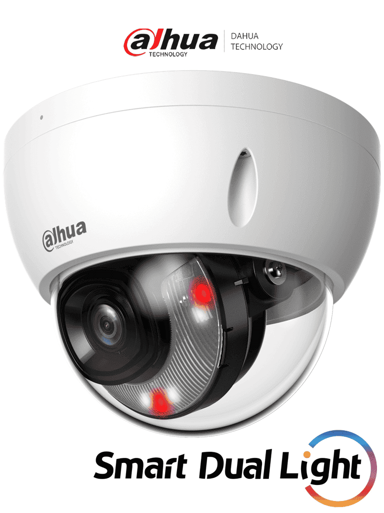 DAHUA IPC-HDBW2449E-S-IL- Camara IP  domo 4 megapíxeles/ 2.8mm/ 101°/ Dual light 30  metros/ WizSense/ Protección Perimetral/ SMD Plus/ Ranura para Micro SD/ PoE/ IP67/ IK10