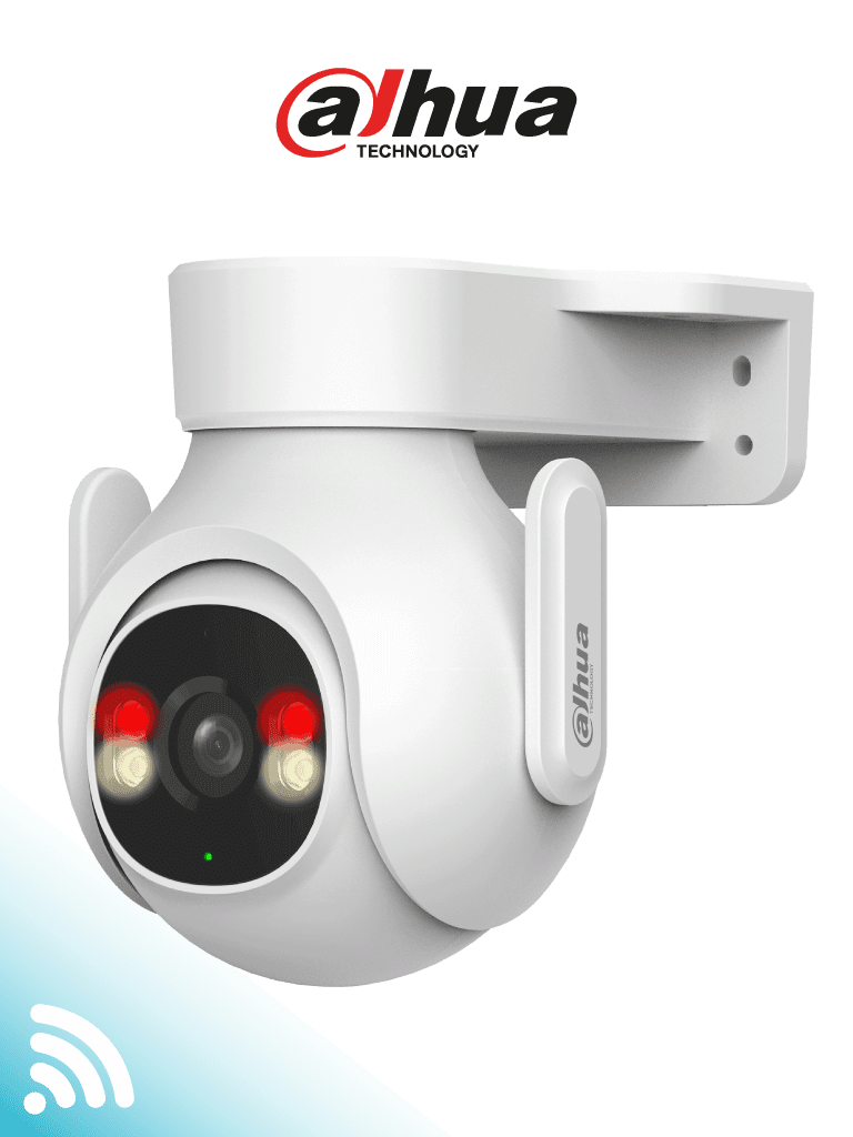 DAHUA DH-P5B-PV- Cámara IP PT WiFi de 5 Megapíxeles con audio bidireccional (micrófono y altavoz), sirena de 110dB, WiFi 6, detección de personas y vehículos, IP65 y ranura MicroSD.