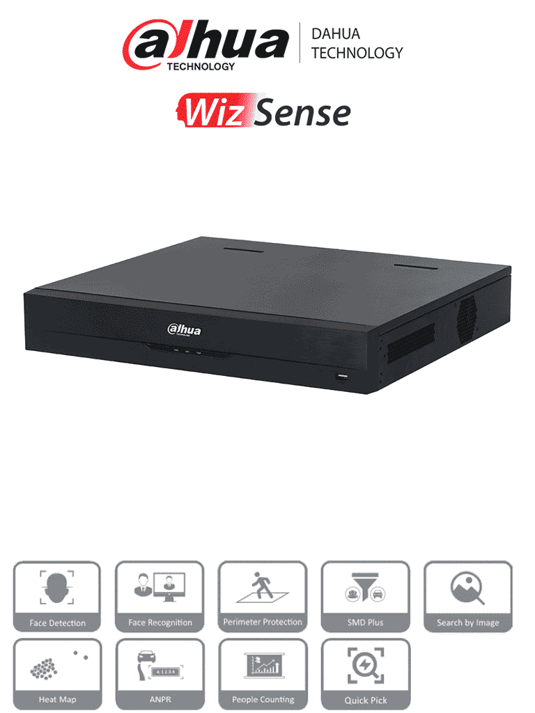 DAHUA DHI-NVR4432-16P-EI -  NVR de 8 Megapíxeles/ 4K WizSense/ 32 Canales IP/ 16 Puertos PoE/ 4 Bahías de Discos Duros/ Smart H.265+/ 1 Canal de Reconocimiento Facial/ SMD Plus/ Rendimiento de 256 Mbps/ Quick Pick