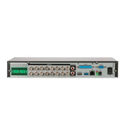 DAHUA XVR5116HE-I3 - DVR de 16 canales 5 MP Lite con WizSense y IA, compresión H.265+, soporta 16 canales HDCVI y hasta 24 canales IP. Incluye 2 canales de reconocimiento facial, 16 entradas de audio, 16&3 E&S de alarma, SMD Plus y funciones IoT&POS.