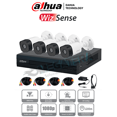 KIT DAHUA 4, KITXVR1B04-I, CÁMARAS B1A21, 1080P, ACCESORIOS