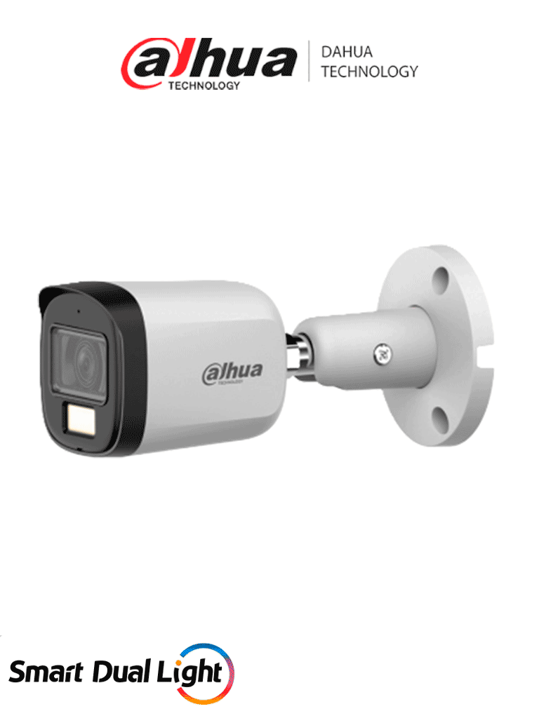 DAHUA DH-HAC-B2A51N-U-IL-A- Cámara Bullet 5 MP Serie Cooper/ Lente 2.8 mm Apertura Hasta 106°/ Iluminación Dual Inteligente/ Iluminación Hasta 30Mts IR + 20Mts Luz Calida/ Micrófono Incorporado/ Metal/ Para Exterior IP67