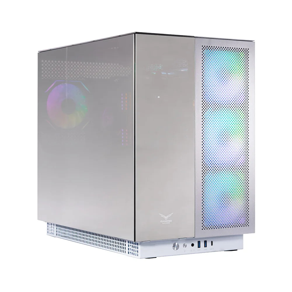 NACEB GABINETE GAMER Full ATX - ATX, MITX, IT ALUMINIO Y CRISTAL TEMPLADO 3 Frontales, 1 Posterior ARGB USB 3.0 x2, USB C x1 HD Audio / Micrófono x1 NA-0640