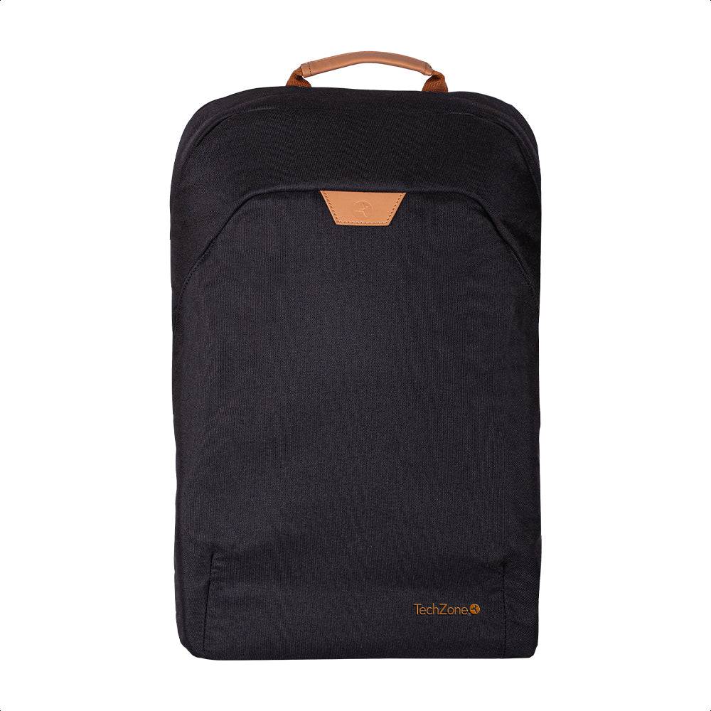 Backpack  ECO HERO Techzone de 15.6 - 2 compartimientos, 1 acolchado para laptop, color negro, GARANTIA LIMITADA DE POR VIDA.