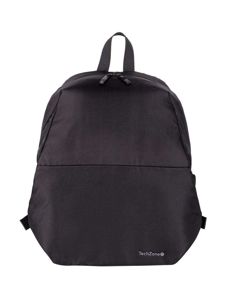 Backpack LITE TZLBP13 TECHZONE 15.6 - Poliéster 420 D Twill, color Negro, Laterales ajustables, GARANTÍA LIMITADA DE POR VIDA.