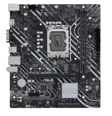 Tarjeta Madre ASUS PRIME H610M-K D4 - micro ATX, Socket Intel® LGA 1700 Intel®14a, 13a y 12a gen, DDR4, PCIe 4.0, puertos M.2 duales, DisplayPort, HDMI®, D-Su