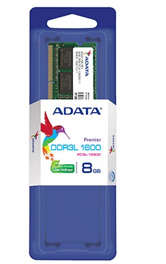 Memoria RAM ADATA PC12800 - 8 GB, DDR3L, 1600 MHz, Portátil, 204-pin SO-DIMM