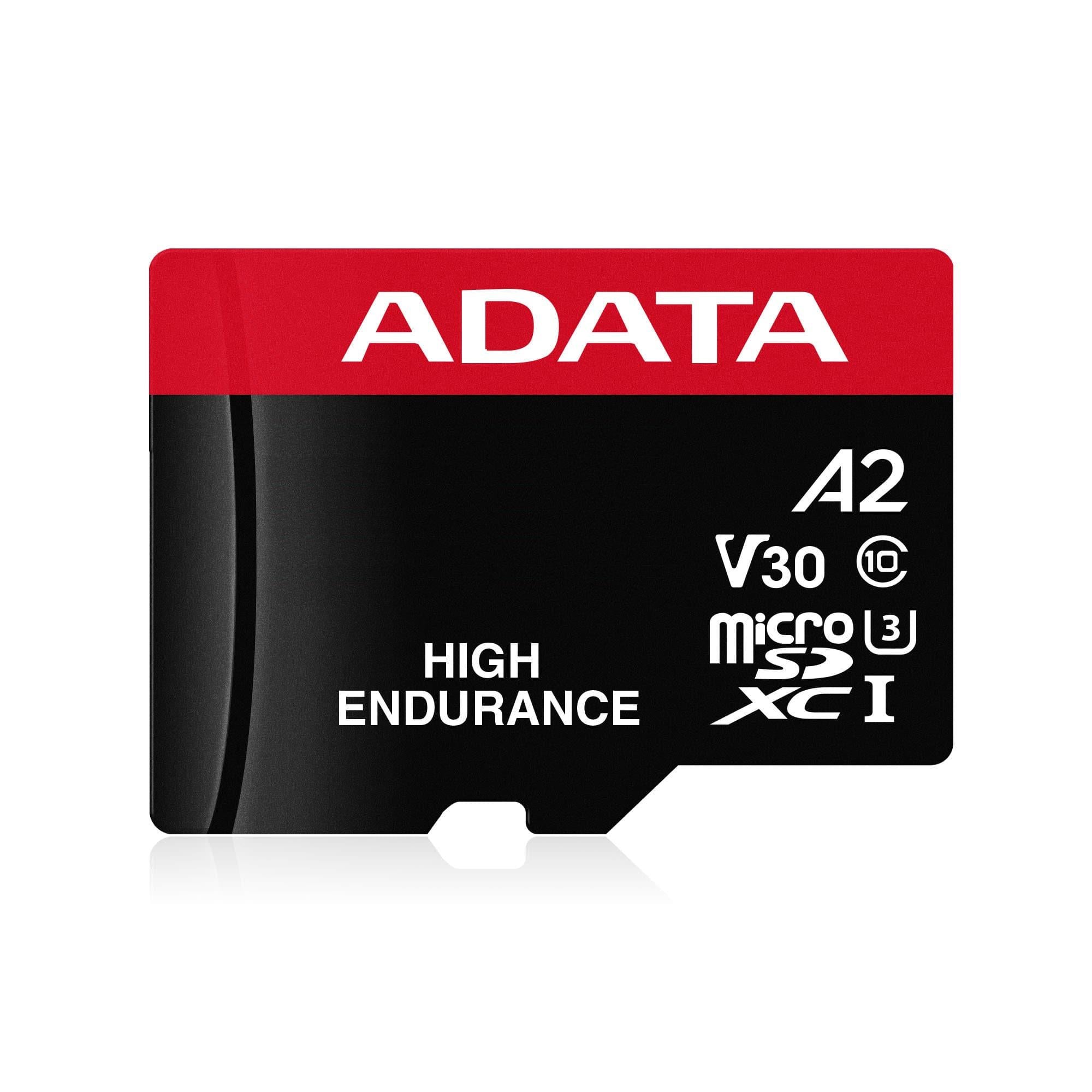 Micro Secure Digital ADATA HIGH ENDURANCE (alta durabilidad) microSDXC UHS-I U3 - SD6.0 Clase 10, V30 128GB Clase 10 (A2), Velocidad de lectura / escritura