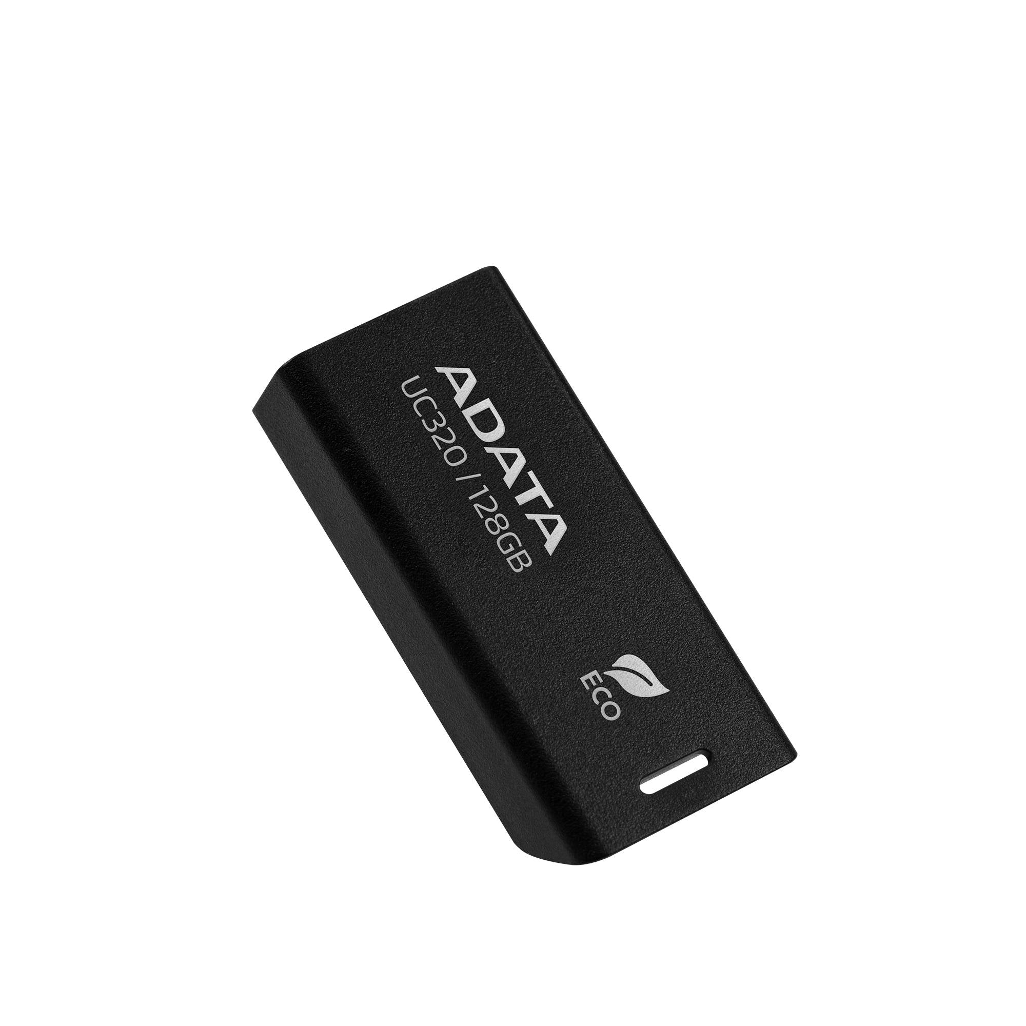 Memoria USB de 128GB UR320 3.2 Gen 1 (retro compatible 3.0 y 2.0) - diseño material reciclado sin tapa. Color negro. UC320-128G-RBK/BK