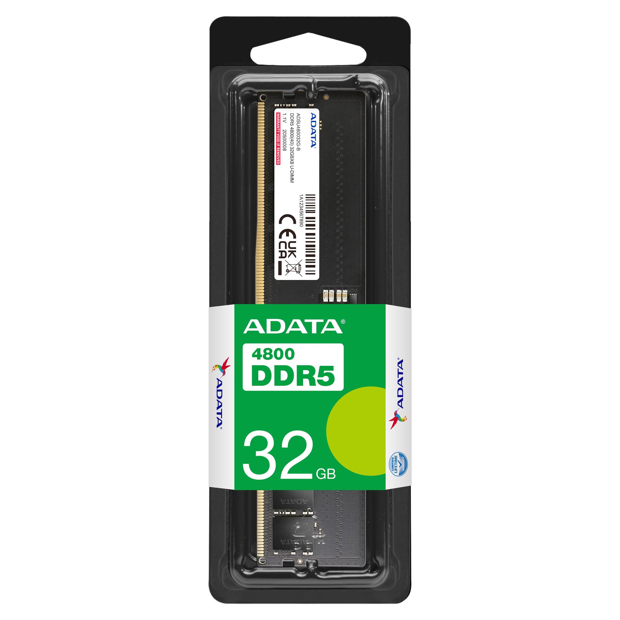 Memoria RAM ADATA - DDR5 32GB UDIMM 4800MHz. AD5U480032G-S