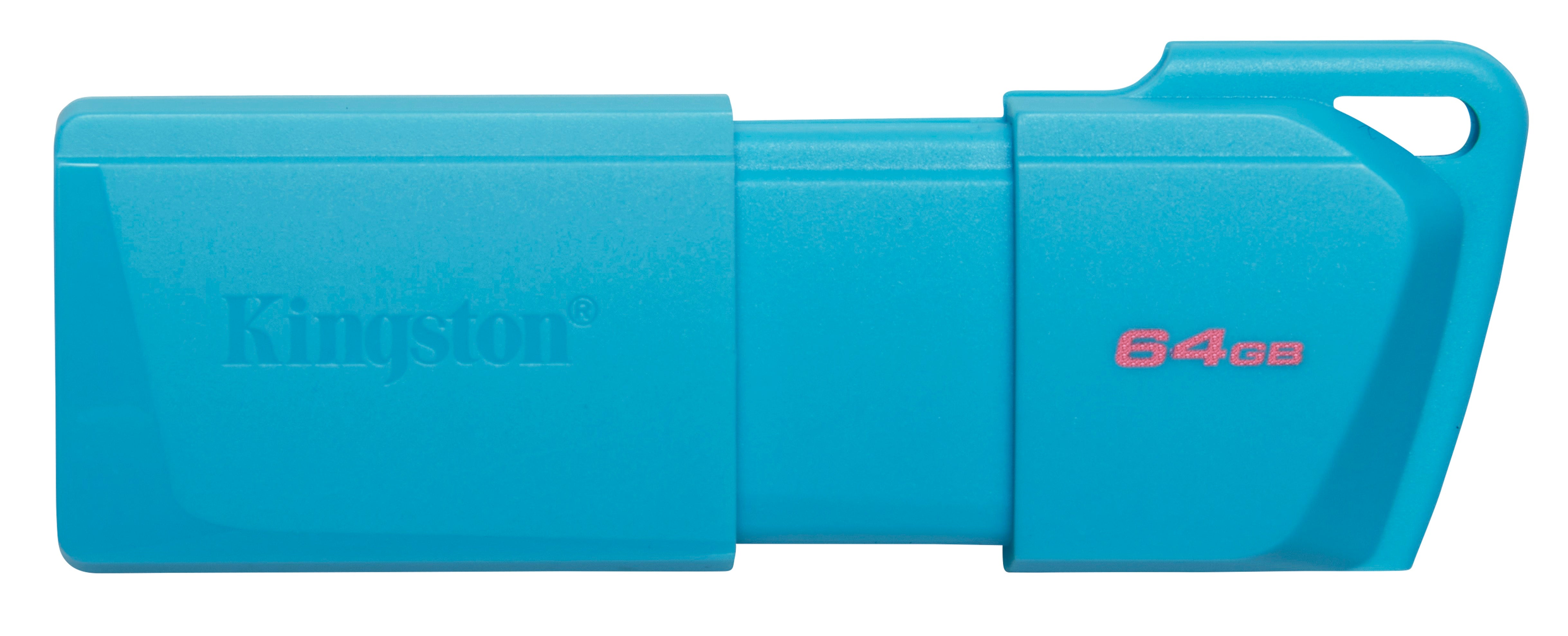 MEMORIA USB KINGSTON DATATRAVELER EXODIA M 64GB 3.2 GEN 1 RETRÁCTIL TURQUESA NEON -
