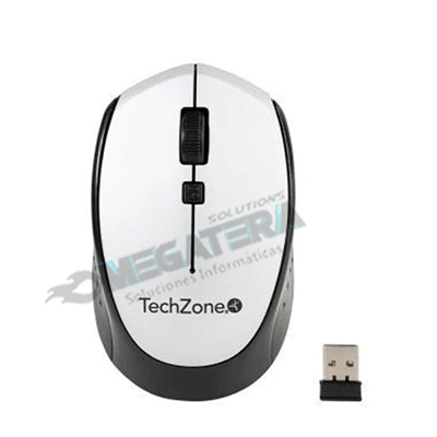MOUSE INALAMBRICO, TECHZONE, ERGONOMIC, COLOR PLATA, NANOUSB