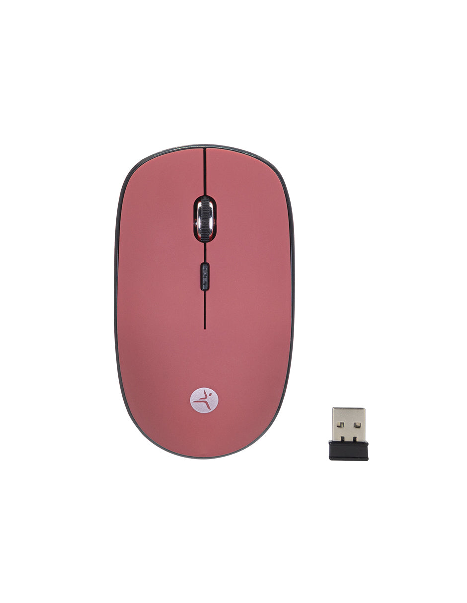 Mouse inalámbrico Terra 03 TechZone - de 1600 DPI's, 4 botones, texturizado rubber color rojo, 1 año de garantía.