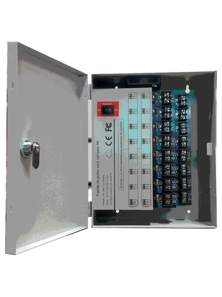 SAXXON PSU1220D16H- Fuente de Poder Profesional de 11 a 15 vcd/ 20 Amperes/ Para 16 Camaras Hasta 4k/ 1.25 Amperes por Canal/ Protección contra Sobrecargas/ Filtro de Ruido por Canal/ Uso rudo/