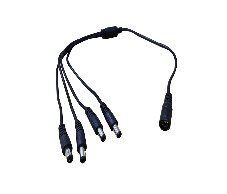 SAXXON PSU1204EPAQ2 - Paquete de Fuente de Poder Regulada de 12 Vcc 4.1 Amperes + Divisor para 4 Camaras/ Color Negro/ Para Usos Multiples: Sistemas de CCTV, Acceso, ETC/ Certificacion UL/