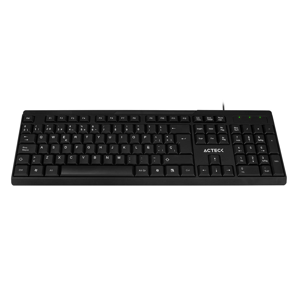 Teclado Estándar ACTECK Alámbrico USB WINDOWS-LINUX Diseño Clásico Negro INSPIRE TA210 -