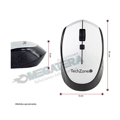 MOUSE INALAMBRICO, TECHZONE, ERGONOMIC, COLOR PLATA, NANOUSB