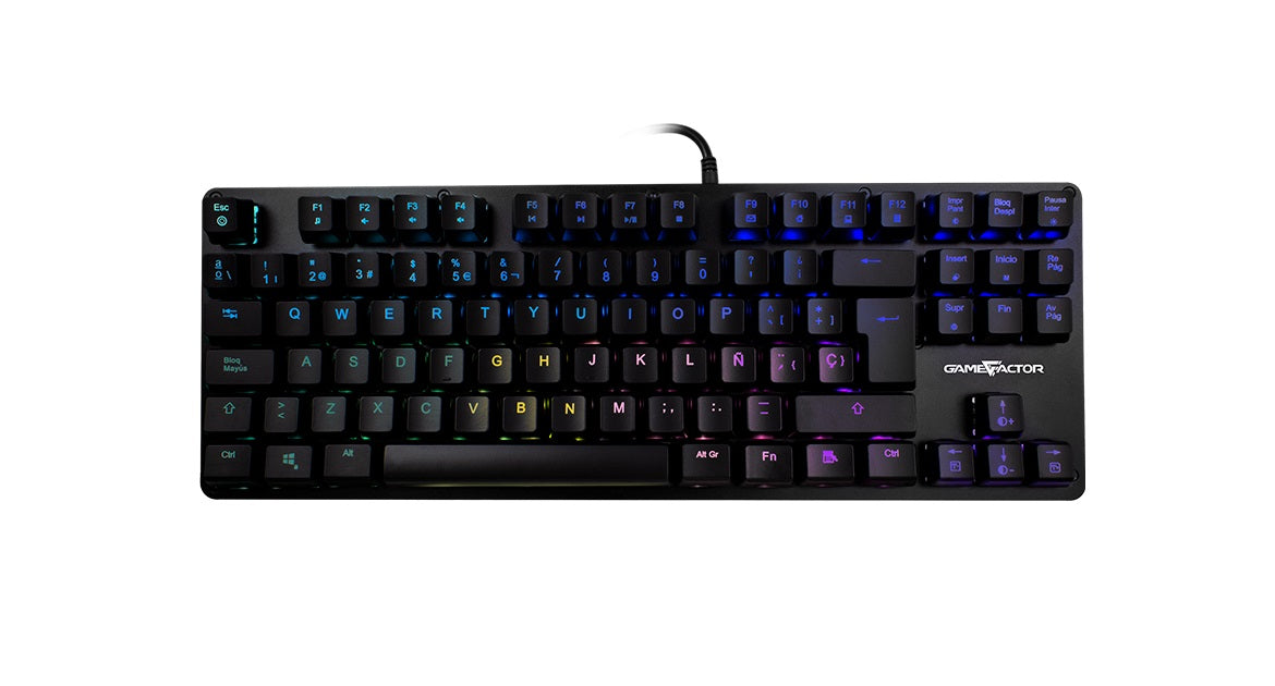 Teclado Mecánico GAME FACTOR KBG500-RD - Alámbrico, Español, Negro, RGB