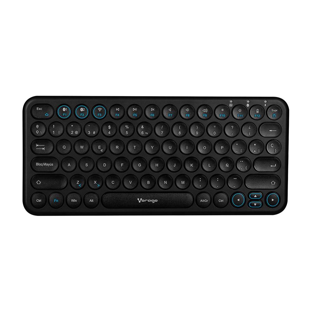 Teclado Inalambrcio Vorago MOD.KBW-400 Bluetooth de dos canales - conecta tres dispositivos diferentes al mismo tiempo, a batería recargable de 400 mAh