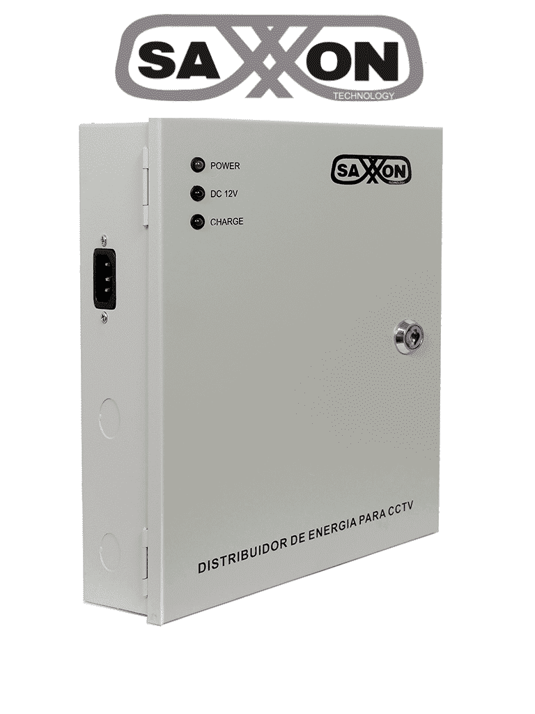 SAXXON PSU1210D9B - Fuente de Poder de 12 vcd/ 10 Amperes/ Para 9 Camaras/ Compatible con Bateria de Respaldo/ 1.1 Amper por Canal/ Protección contra Sobrecargas/ Certificación UL/