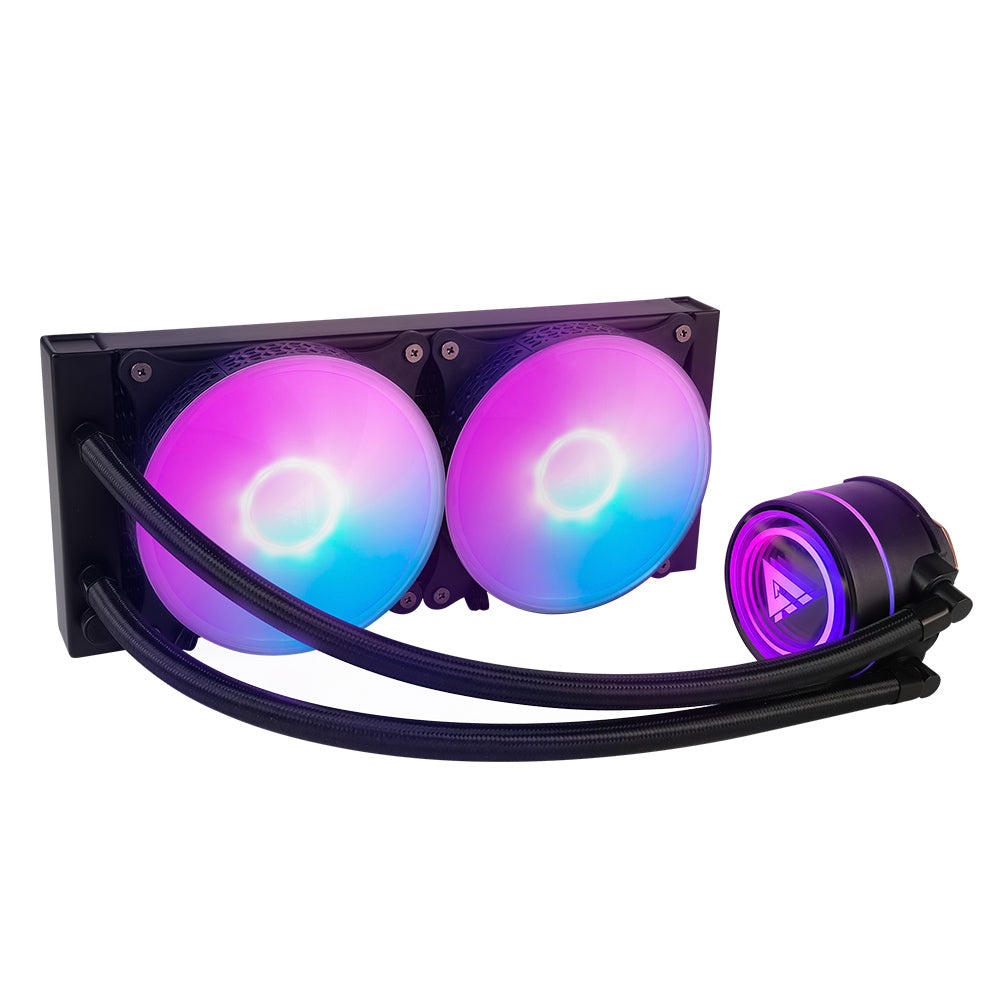 Enfriamiento Liquido. Gamer Factor LQG601. 240MM - RGB, TDP 250W, 2 fan 120mm 70 CFM, Negro.