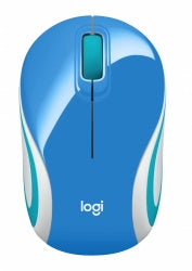 MINI MOUSE, LOGITECH M187,OPTICO, INALAMBRICO, USB, AZUL